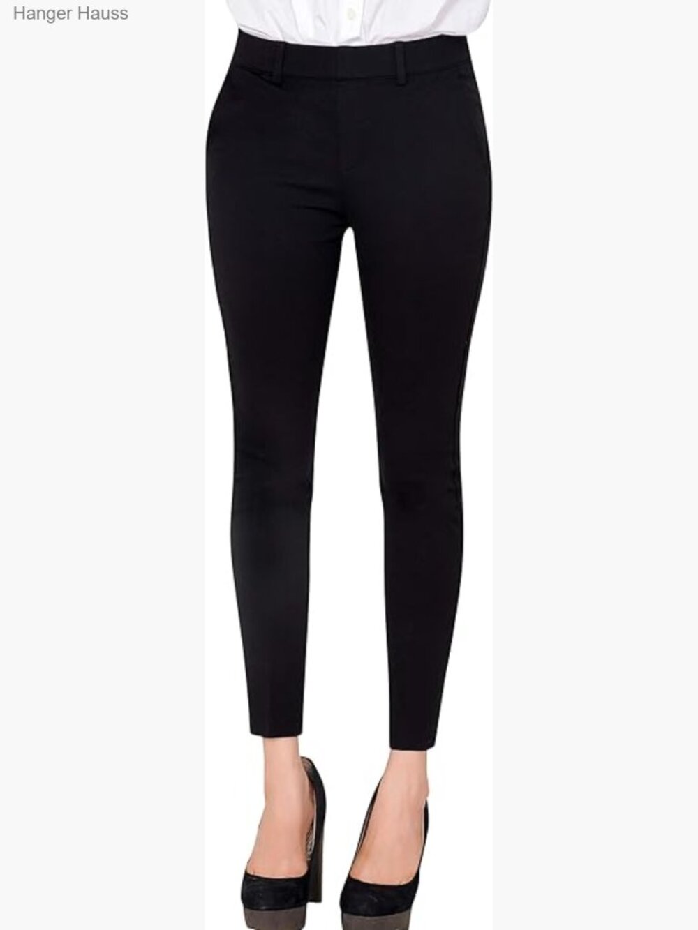 Stretchy Pull-On Dress Pants for Work and Yoga, High Rise Skinny Leg